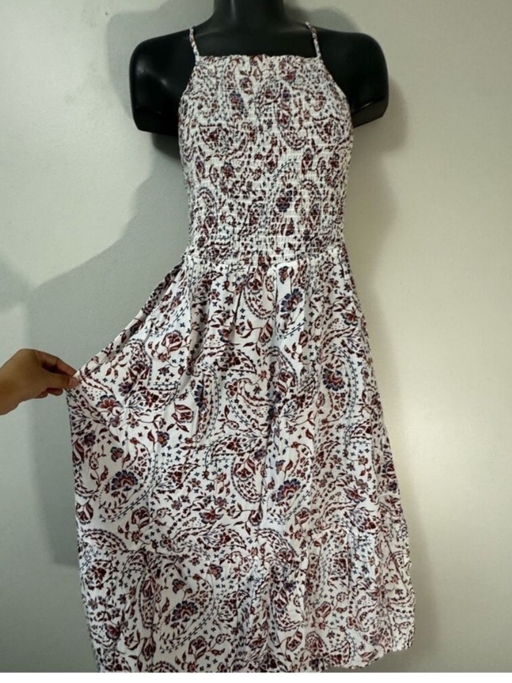 4/25 Signature White and Brown Patterned Women's Dress Small